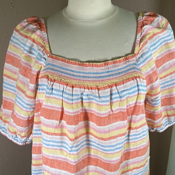 Talbots Plus Square Neck Linen Top Palm Stripe size 1X - Picture 11 of 16